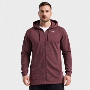 Gymshark Brown Covered Longline Zip Up Hoodie Jacket Men's Size Large Gym